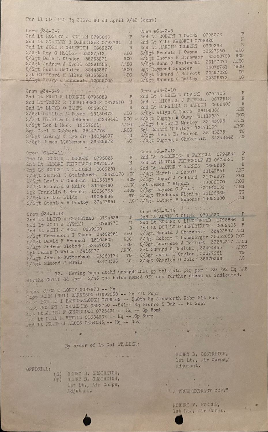 Page 2 of Special Orders 120, 383rd Bombardment Group, scanned