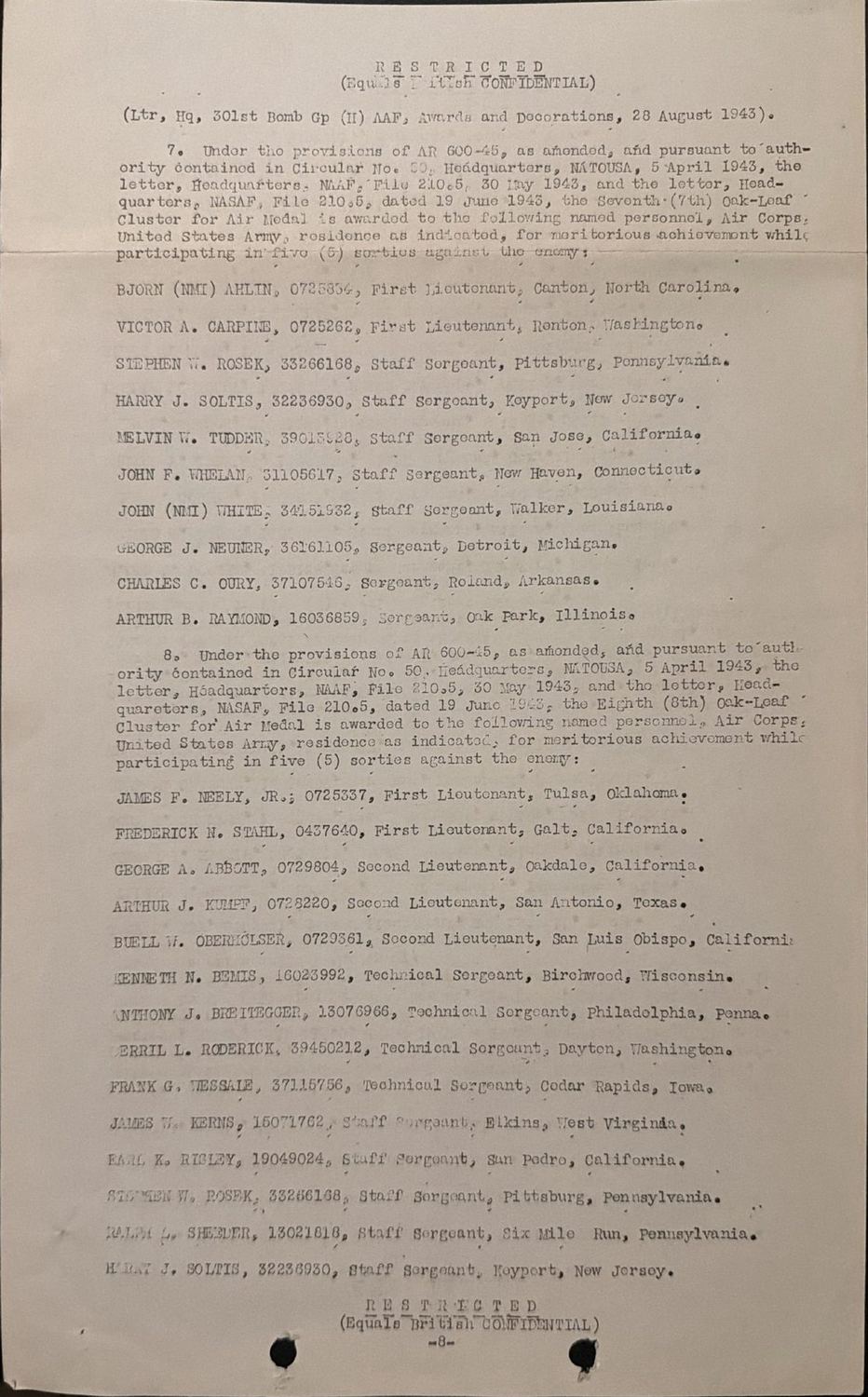 Page 8 of Awards and decorations — Air Medal, scanned