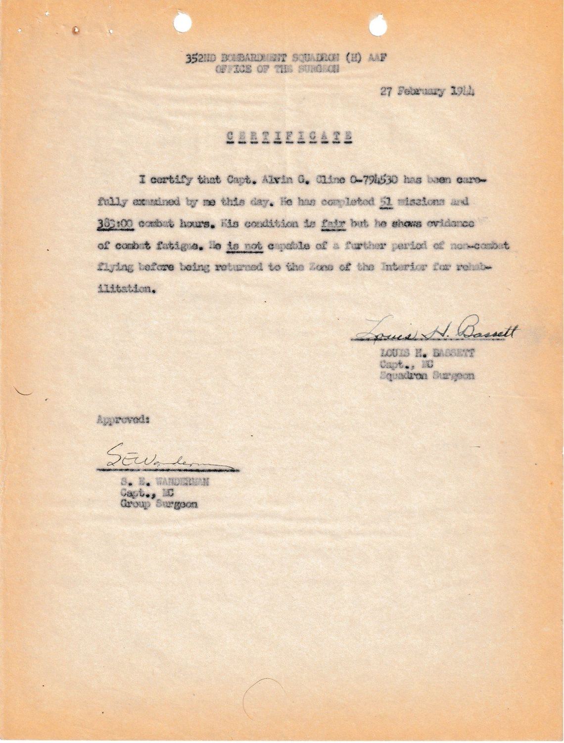 Page 5 of Placement file — 24 February 1944, scanned