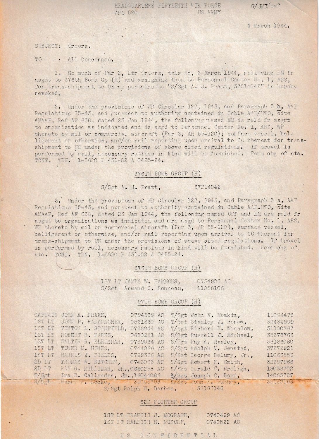 Page 7 of Placement file — 24 February 1944, scanned