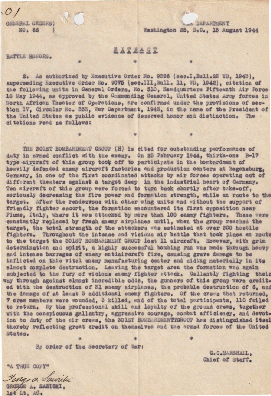 Page 3 of General Orders 66 — battle honors, scanned