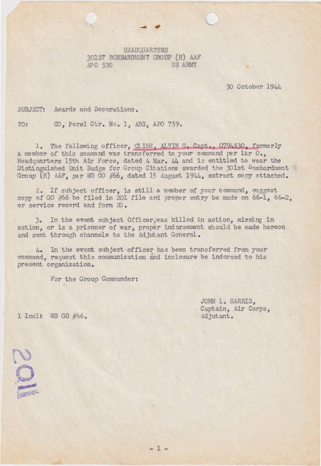 Page 1 of Forwarding request, scanned