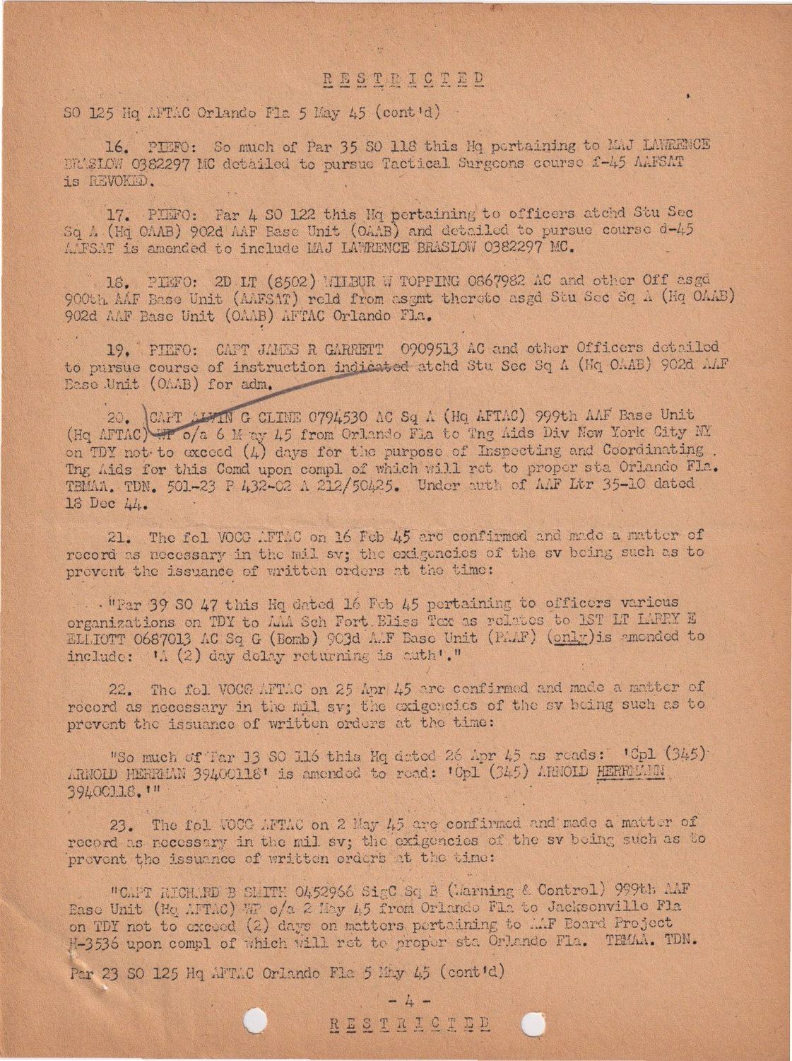 Page 4 of Special Orders 125, scanned