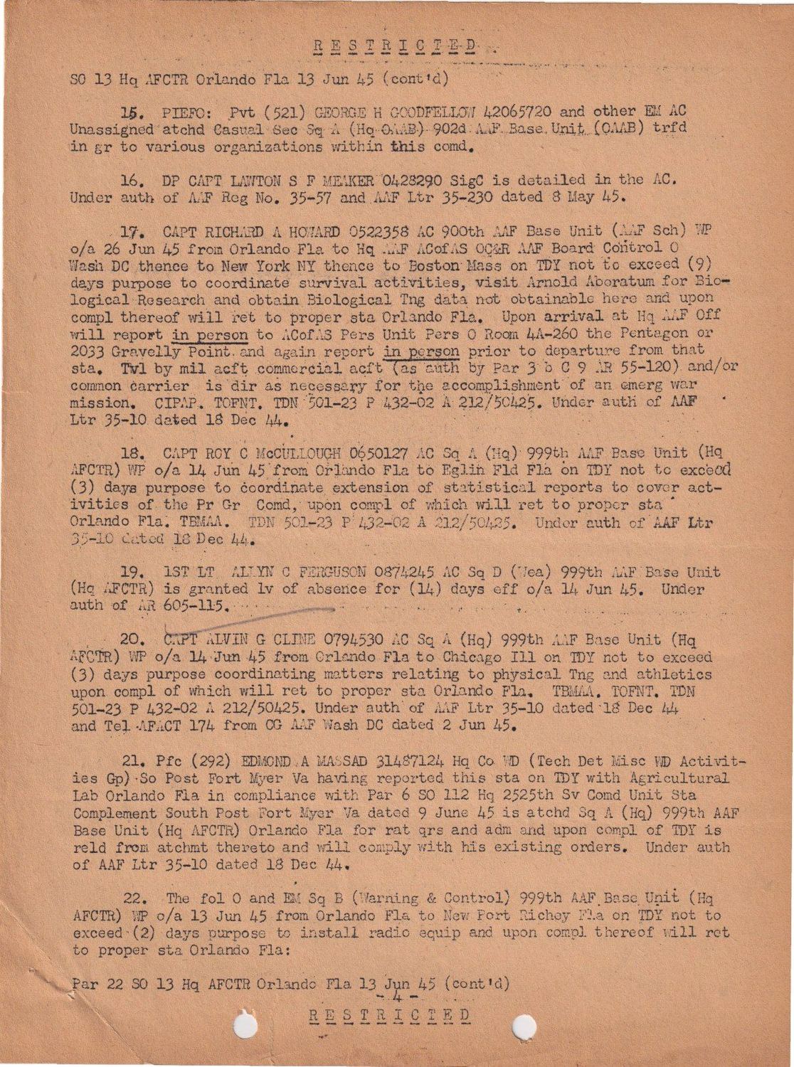 Page 4 of Special Orders 13, scanned