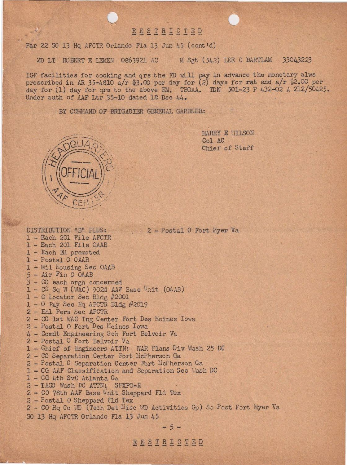 Page 5 of Special Orders 13, scanned