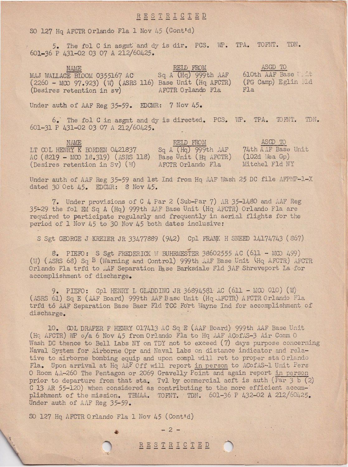 Page 2 of Special Orders 127, scanned