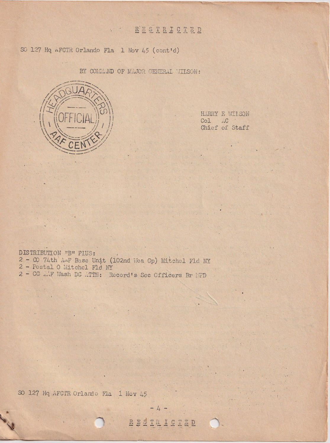 Page 4 of Special Orders 127, scanned