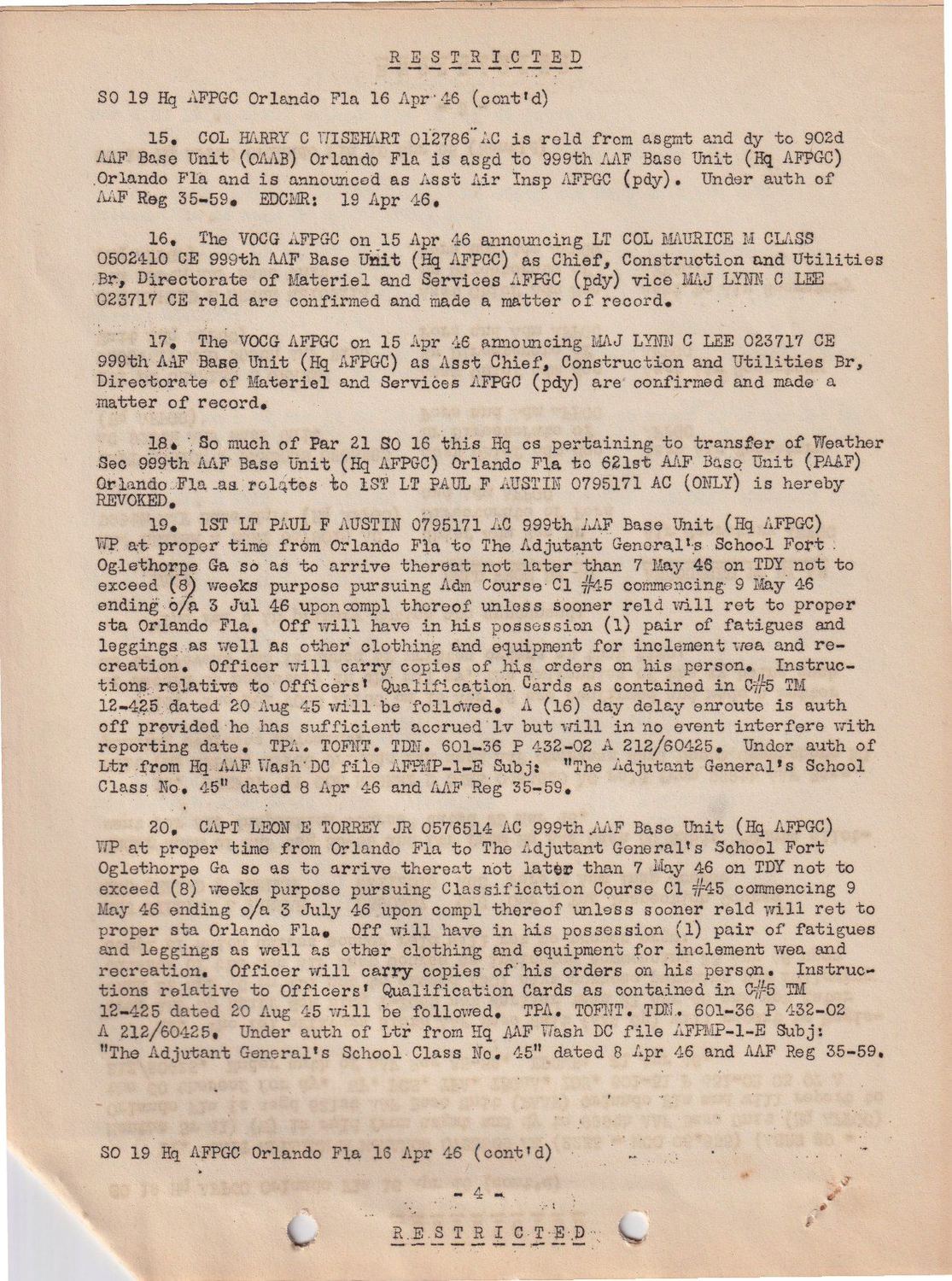 Page 4 of Special Orders 19, scanned