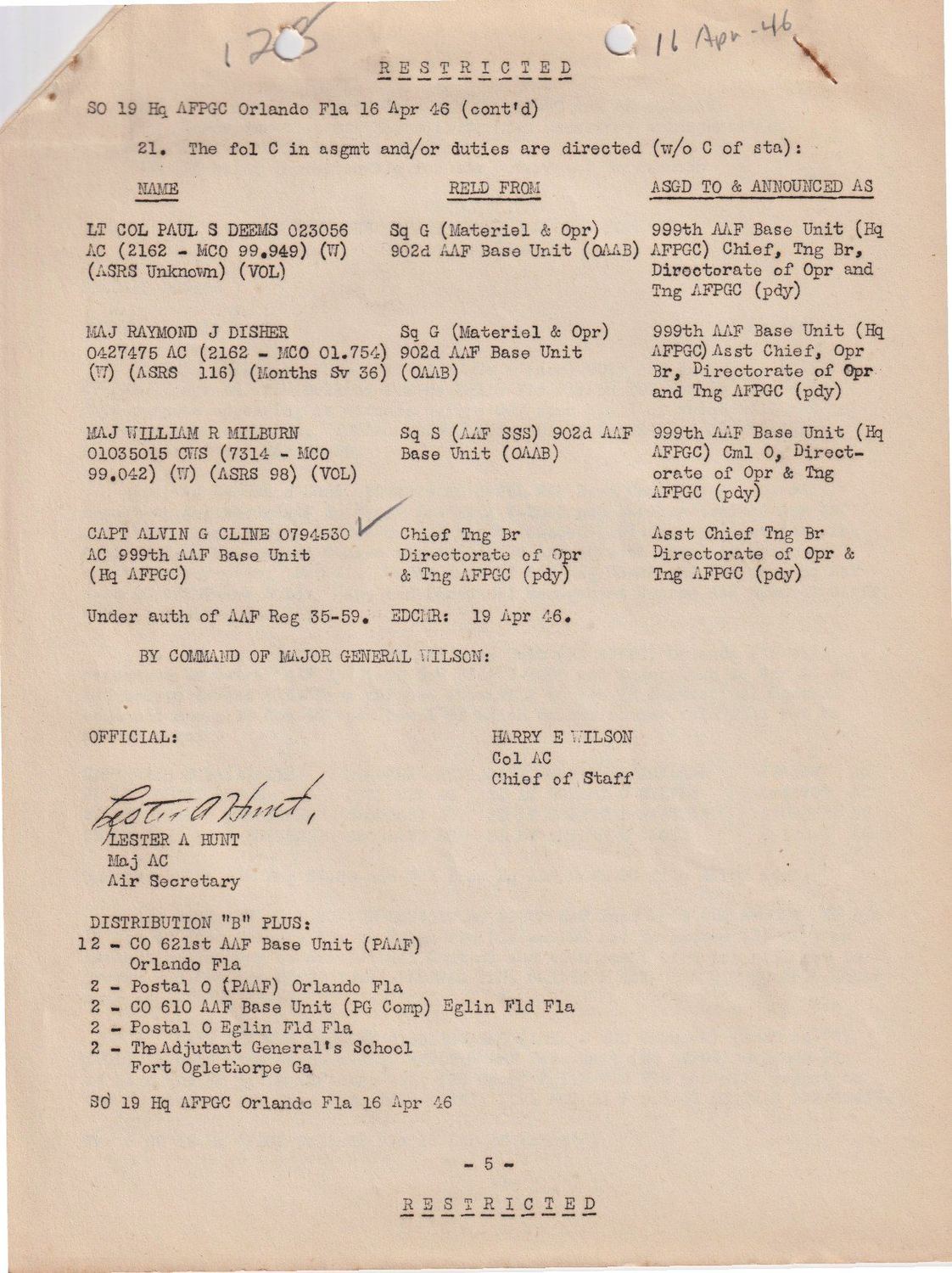 Page 5 of Special Orders 19, scanned