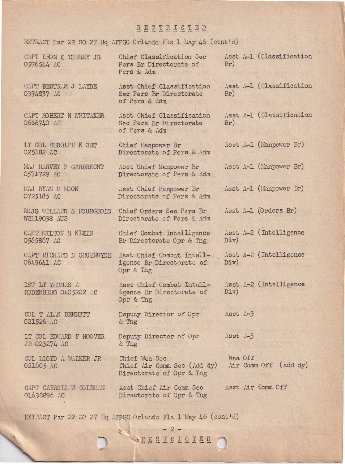 Page 2 of Special Orders 27, scanned