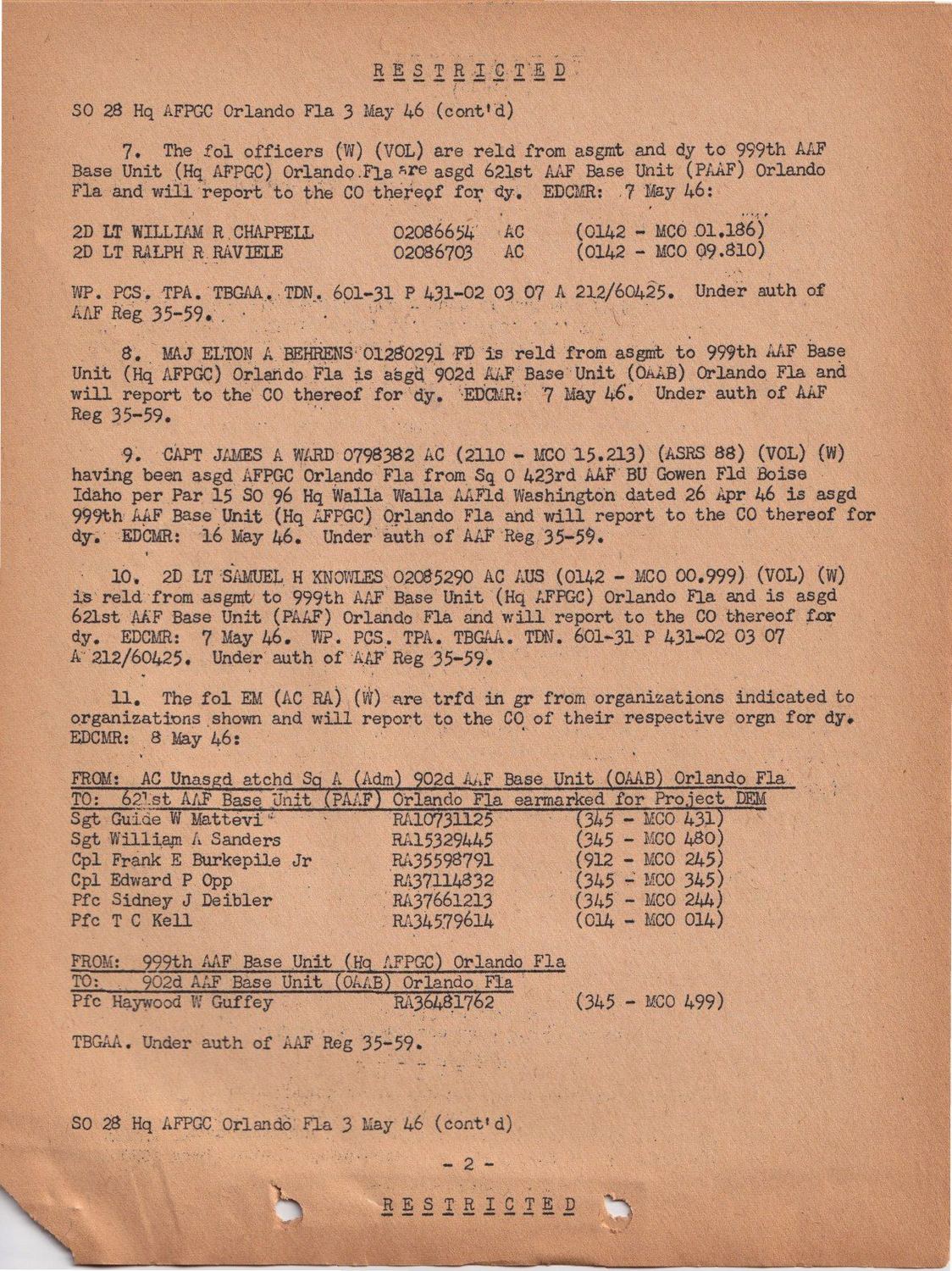Page 2 of Special Orders 28, scanned