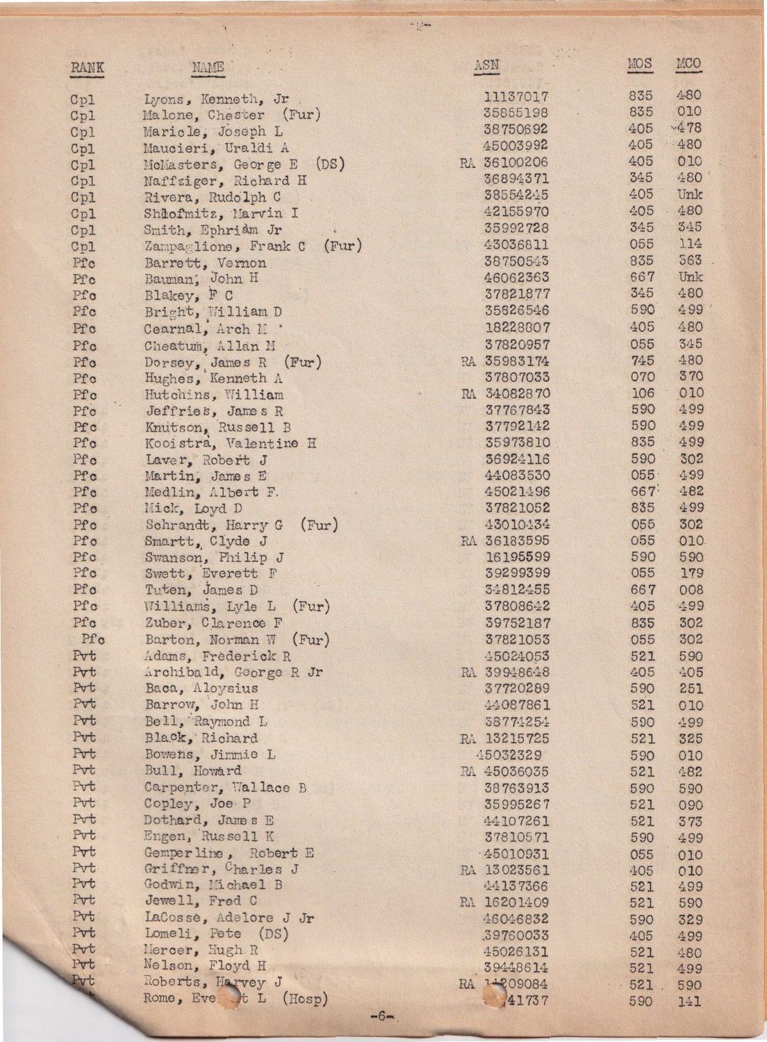 Page 6 of Special Orders 13, scanned