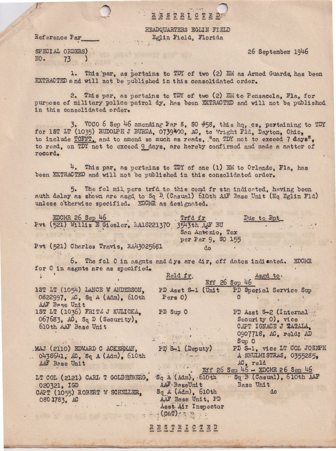 Page 3 of Special Orders 73, scanned