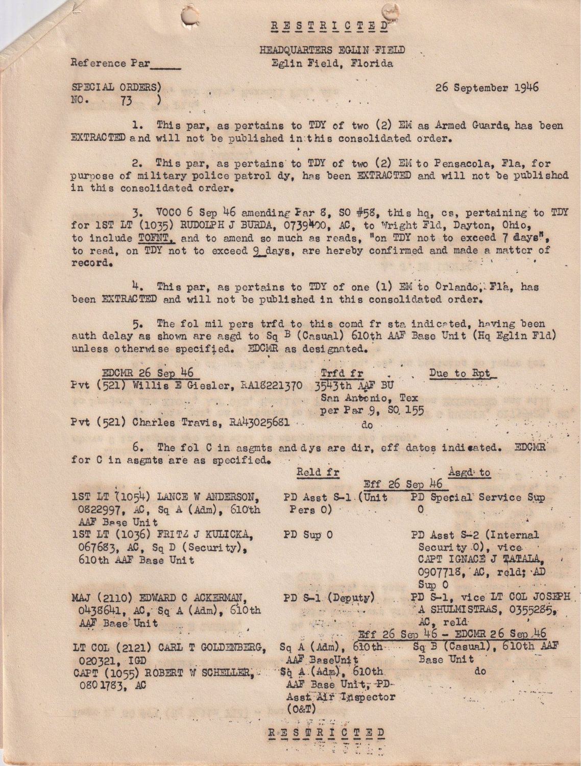 Page 5 of Special Orders 73, scanned