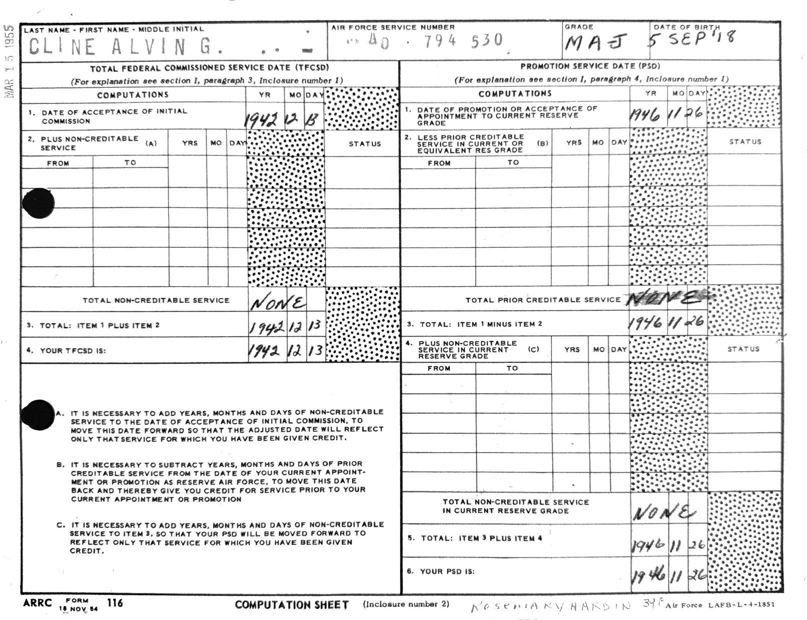 Page 1 of Commission, 13 December 1942, scanned